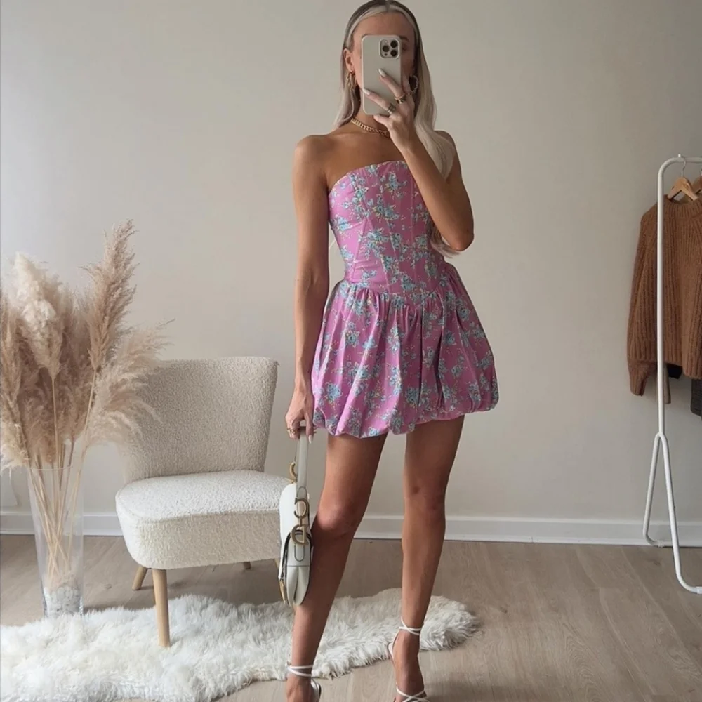 Zara Blogger Favorites Floral Corsetry Inspired Jumpsuit Mini Dress Pink Size S. - Picture 3 of 16